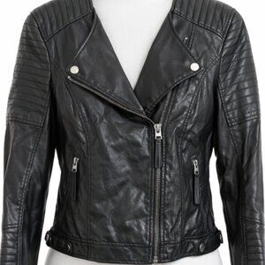 TOPSHOP Black Moto Leather Jacket – Size 6